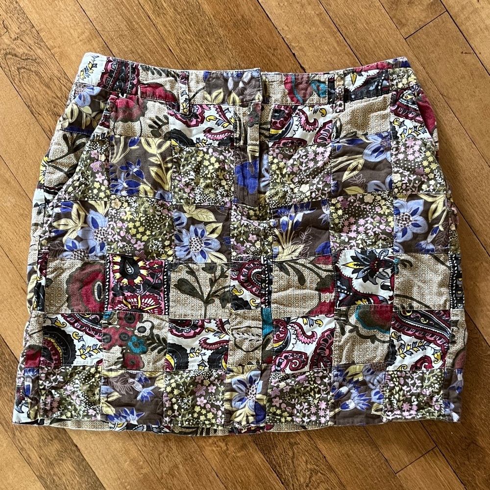 Larry Levine Patchwork Mini Skirt